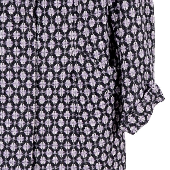 Nine West Winter Jacket M Womens Wool Blend Coat Long Purple Black Beaded Pocket - Picture 3 of 8